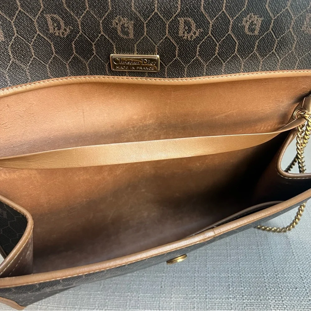 Dior Brown Honeycomb Coated Canvas Chain Crossbody Bag Dark brown - Picture 8 of 8